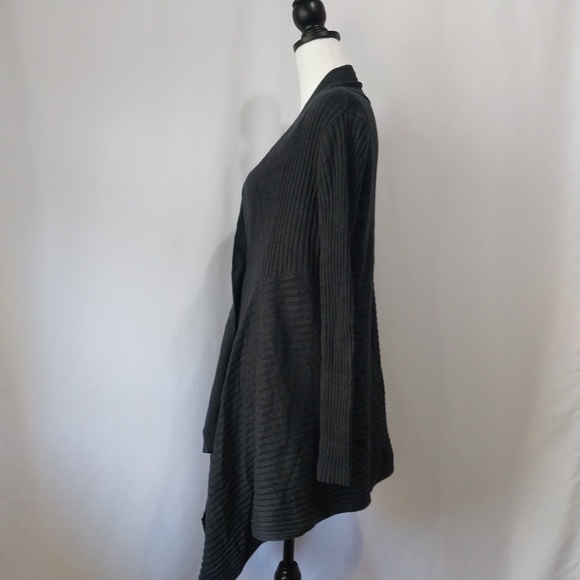 Old Navy Black Open Front Button Lock Ribbed Asymmetric Long Sleeve Card… - Picture 6 of 11